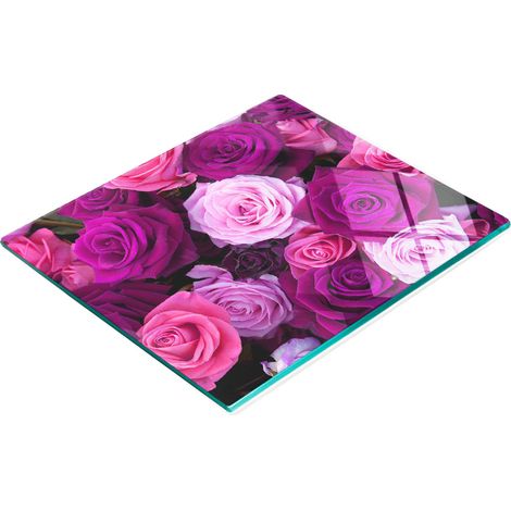 Tagliere da cucina in vetro temperato con decorazioni a rose, 60x52 cm (1/5)