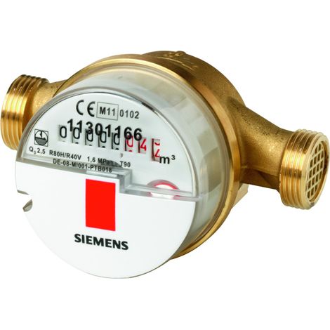 Compteur d'eau chaude mécanique Siemens à montage en surface Q3=2,5 m³/h G3/4 90Gr. 110 mm AP