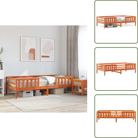 The Living Store Massivholzbett ohne Matratze Wachsbraun 100x200 Kiefernholz - Massivholzbette - Holzbett - Kiefernholzbette - Modernes Bett - Schlafzimmermöbel (1/5)