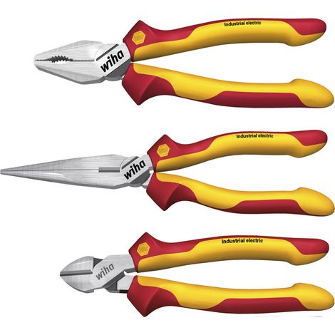 Wiha Pinze set Industrial electric Pinza universale, pinza a becchi mezzitondi, tronchese, 3 pz. (38637)