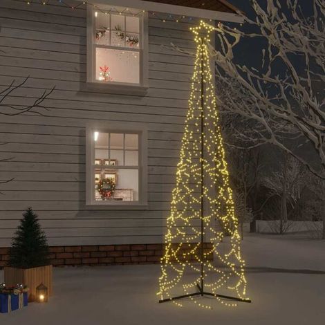 Arbre de Noël cône 500 LED blanc chaud 100x300 cm, Illuminé, Décoration de Noël (1/5)