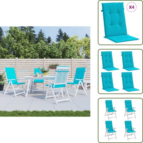 The Living Store Cuscini per Sedia con Schienale Alto 4 pz Turchese in Tessuto - Cuscini da giardino