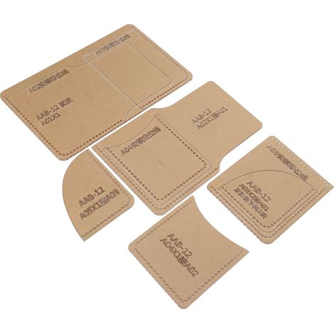 Gabarit acrylique en 5 pièces pour la fabrication artisanale d'un petit portefeuille en cuir - Outils de modelage (1/5)
