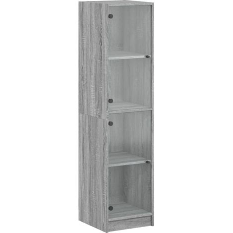 Aparador cómoda mueble almacenaje organizador cocina salón salón con puertas cristal sonoma 35 x 37 x 142 cm gris 020030126
