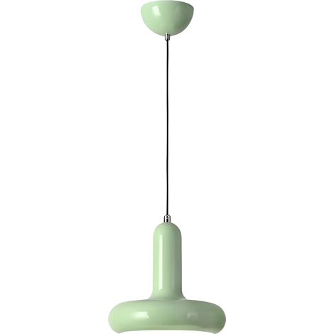 Lustre moderne coloré, douille E27, câble réglable de 150 cm, plafonnier en métal peint, convient pour une chambre, vert menthe. (1/5)