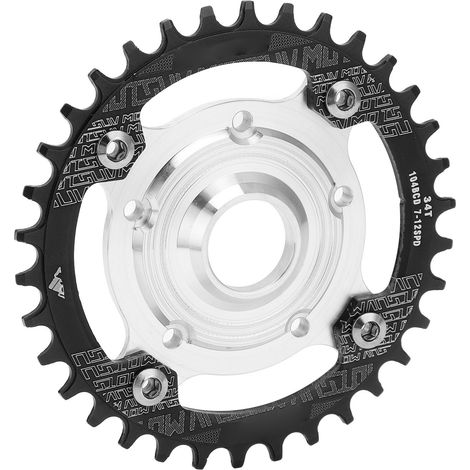 104 BCD 34T Plattentelleradapter, 34T Plattenteller-Umrüstbasis mit positiven und negativen Zähnen für Tongsheng Mittelmotor, schwarz (1/5)