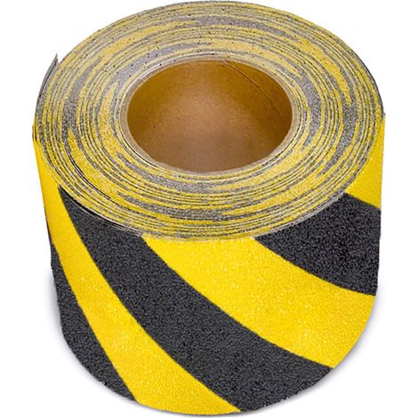 Revêtement antidérapant Moravia jaune/noir rouleau auto-adhésif façonnable 150 mm x 18,3 m (1/2)