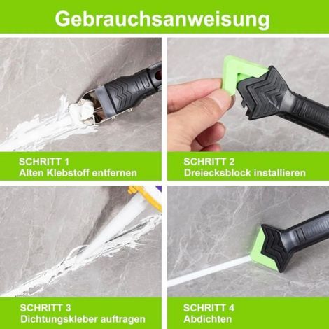 Outils de l'enlève Joint 5 en 1, Enlever Joint Silicone kit de Lisseur de Joints Silicone Grattoir à Coulis Avec 4 Grattoir d’Angle (1/4)