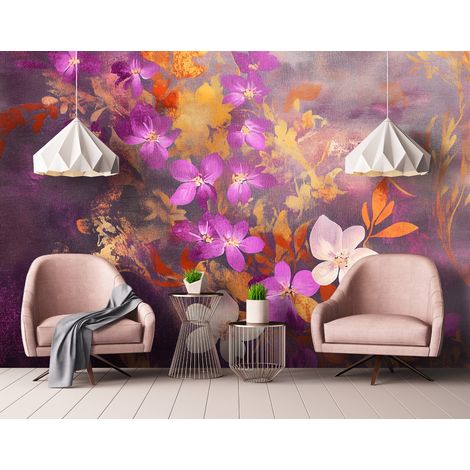 Vlies Fototapete Blumen 150x105 cm, Tapeten, für Wohn und Schlafzimmer, Vliestapete Wandtapete Tapete 3D Effekt- inkl. Kleister - Wiese Natur Blume Violett, WallArena (1/4)