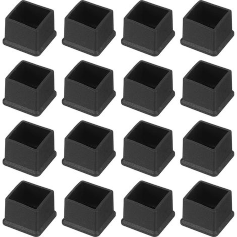 26 Embouts de pieds de chaise, Carrés 19mm, PVC Noir, Patins antidérapants pour meubles, Protection sol intérieur extérieur (1/5)