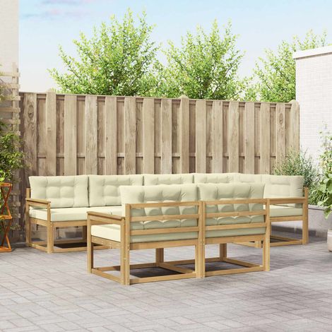 vidaXL Outdoor-Sofagarnitur mit Kissen 6 pcs Weiß und Creme Polyester (1/5)