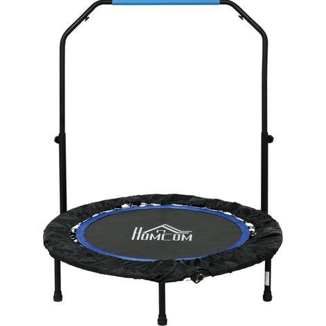 CHICFURN trampolino fitness pieghevole Ø102 cm, maniglia regolabile 99-123 cm, nero e blu (1/5)