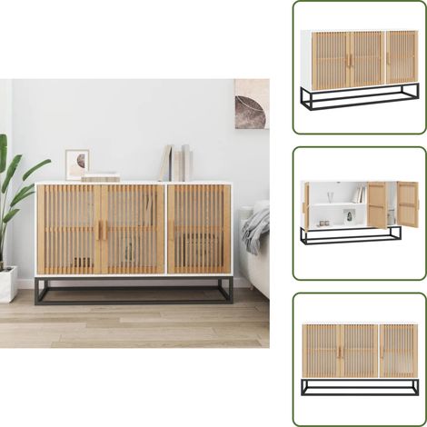 The Living Store Buffet blanc 105x30x65 cm bois d'ingénierie - Buffet - Armoire - Meuble De Rangement - Mobilier - Cuisine (1/5)
