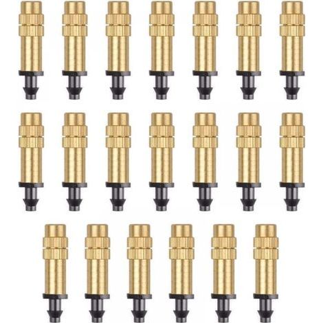 Pair 20 Pièces Buse d'Atomisation en Cuivre Réglable Pulvérisateur d'Irrigation Goutte à Goutte 4 / 7mm Atomisation Micro Arroseur Équipement d'Irrigation Refroidissement Jardin Serre Légumes