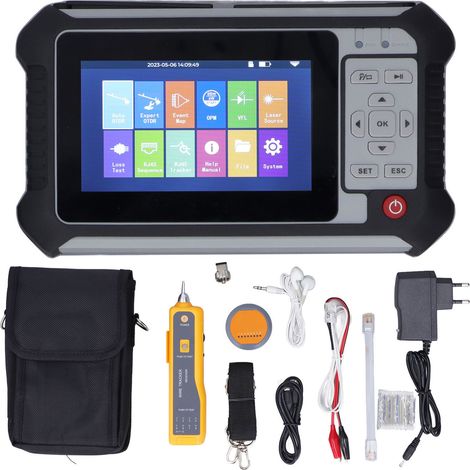Testeur de fibre optique OTDR, réflectomètre optique avec écran tactile 4,3 pouces, localisateur de défauts pour câble, alimentation 100-240V prise UE (1/5)
