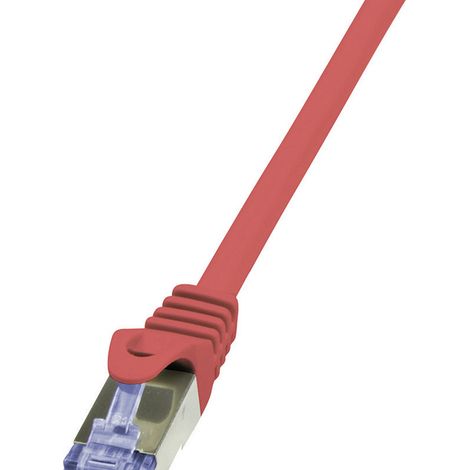 LogiLink CQ3014S RJ45 Patchkabel CAT 6a S/FTP 0.25 m Rot Flammwidrig, mit Rastnasenschutz 1 St.