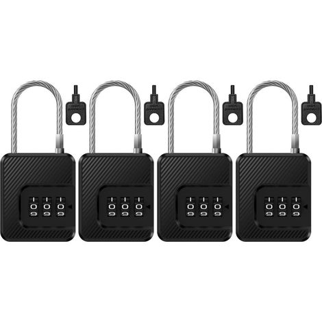 Câble antivol combiné 3 chiffres, lot de 4