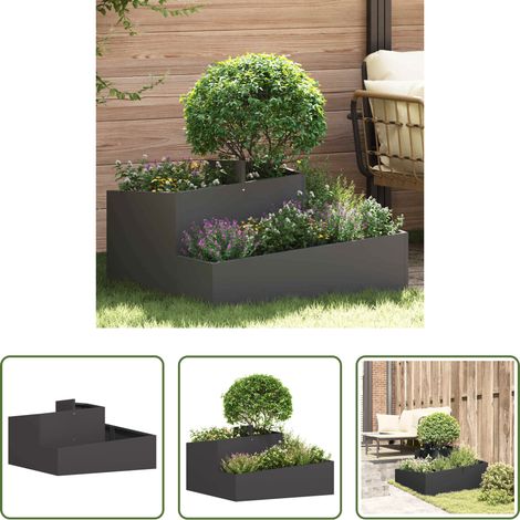 Pot métallique -  Cache-pot de jardin Noir 80 x 80 x 50 cm Acier laminé à froid (1/5)