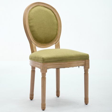 Set di 2 sedie da pranzo stile francese in lino verde oliva e legno anticata MODENUIT (1/5)