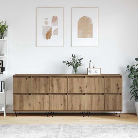 Buffets 3 pcs-Lot de 3 Meuble de rangement chêne artisanal 180 x 35 x 70 cm 595720 (1/5)