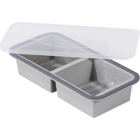 Bandeja para congelar sopas en cubos con tapa, diseño antideslizante y seguro, 14,5 x 29,5 x 6 cm, molde para congelar alimentos, bandeja para preparar alimentos, material de silicona portátil