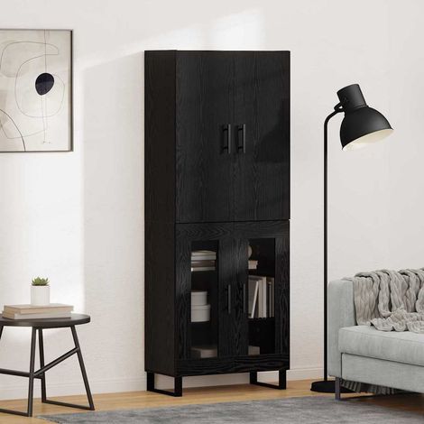 Highboard 2 pcs Schwarz Eichen-Optik 69,5 x 34 x 180 cm