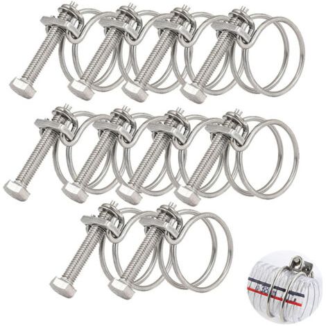 Lot de 10 colliers de serrage à double fil de 36 à 40 mm, colliers de serrage en acier inoxydable 201, fixation universelle pour tuyau de plomberie, anneau de tuyau réglable (1/5)