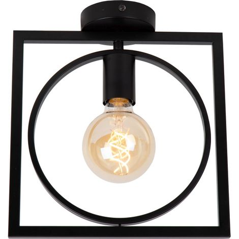 Plafoniera vintage in metallo nera Lucide SUUS E27 40W (1/5)