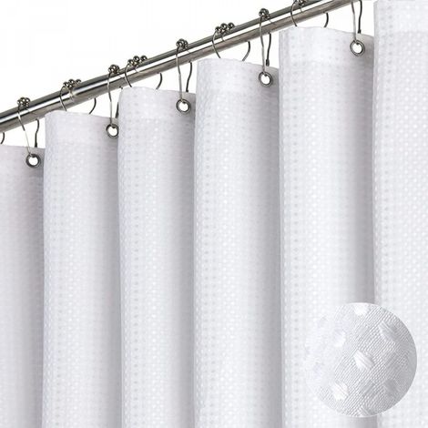 Rideau de douche en tissu épais, rideau de douche de salle de bain de luxe, 1,8 m x 1,8 m, blanc (1/4)