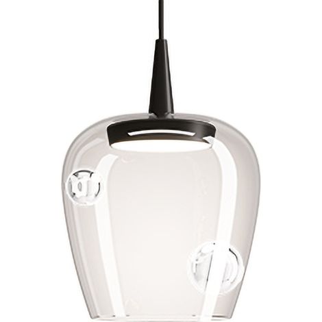 Zafferano Lampada a sospensione Bilia 27 LED 8W 3000K Vetro borosilicato soffiato a bocca Colore Nero e Trasparente Design Elegante per Interni