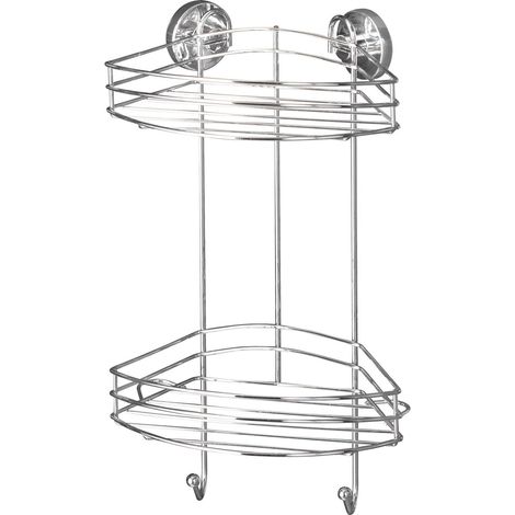 étagère d'angle à 2 Niveaux Fixer sans percer Chromé (1/5)