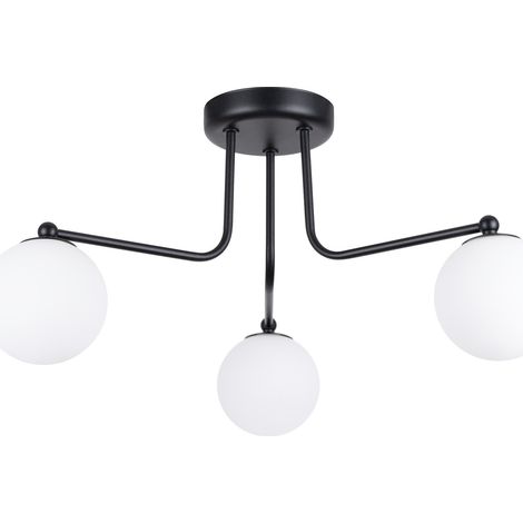 Lampada da soffitto moderna nera con sfere di vetro bianco per soggiorno o corridoio 3xG9 8W ASTRAL Sollux Lighting (1/5)