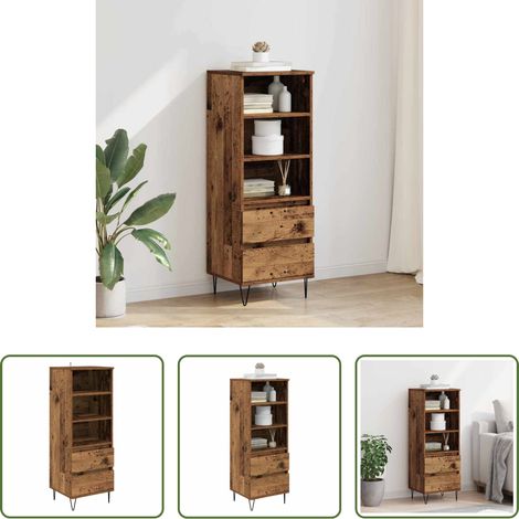 Holzwerkstoff Regal - Highboard mit Schubladen Altholz 40 x 36 x 110 cm Holzwerkstoff (1/5)