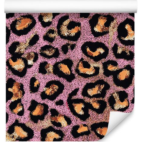 Papier peint en similicuir rose pailleté, rose et noir, pour salon et chambre, 50 x 1000 cm (1/5)