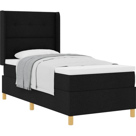 Maison Exclusive - Lit à ressorts avec matelas Noir 80 x 200 cm tissu