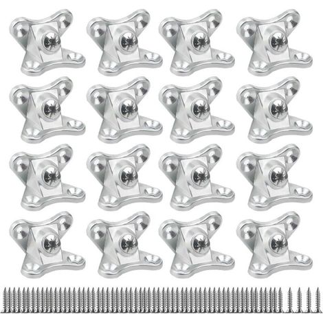 Équerre d’assemblage amovible 16 pièces pour bois et placage – connecteur étrier papillon avec 64 vis – argent (1/4)