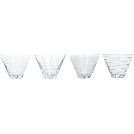 Mikasa - Bicchieri da cocktail, 290 ml, set di 4, Vetro trasparente, Argento, 400 ml, Set di 4