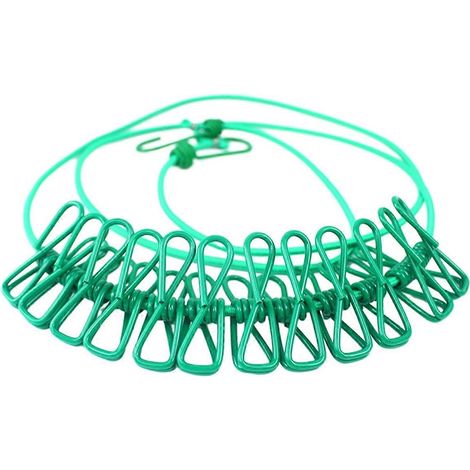 Corde à linge rétractable avec 12 pinces (1/5)