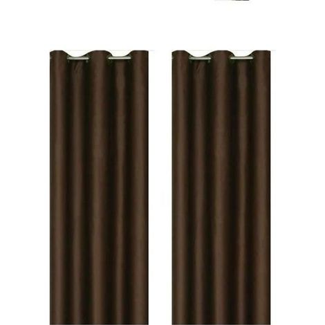 1 paire de rideaux occultants, en polyester 100 %, avec oeillets métalliques, chocolat, 140 x 260 cm, pour chambre à coucher