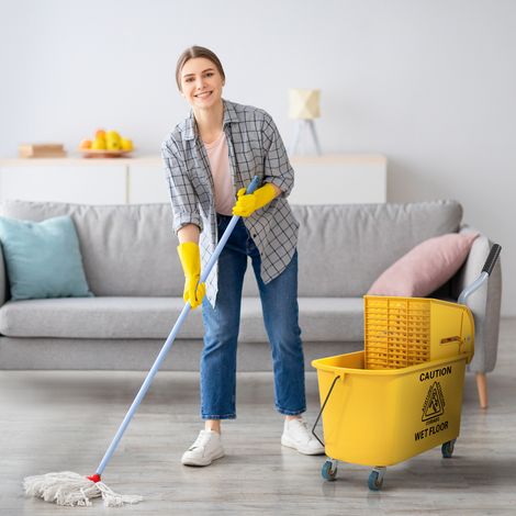 Nettoyage du chariot 20L avec presse et ensemble de balayage - rouleau - seau avec serpillière - Haute qualité (1/4)