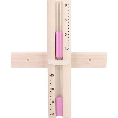 15-Minuten-Sauna-Sanduhr aus Glas, rosa Sand, Wandmontage, dekorativer Holztimer