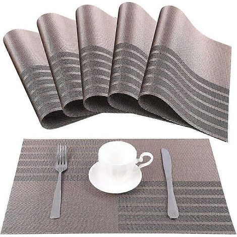 PVC placemats, antislip en waterdicht, wasbaar, milieuvriendelijk (bruin) (1/5)
