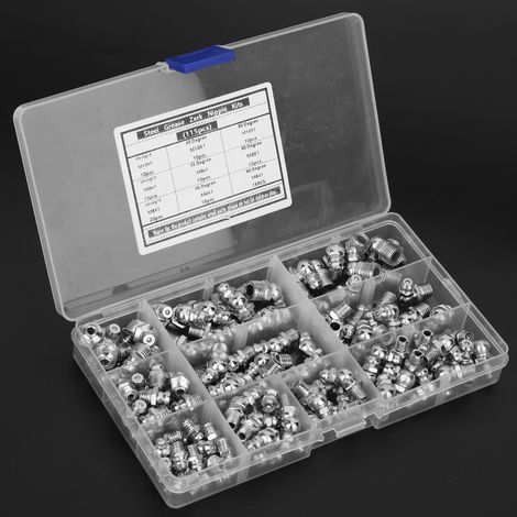 115 Stück Schmiernippel aus korrosionsbeständigem Edelstahl, M6 x 1, M8 x 1, M10 x 1 (1/5)