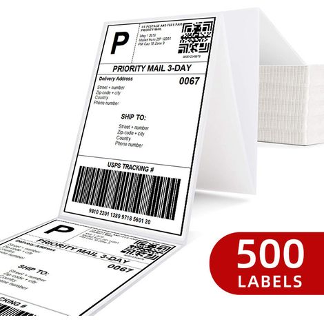 Paquete de 500 etiquetas térmicas para envíos - Etiquetas térmicas de 10 x 15 cm, autoadhesivas, resistentes a arañazos, agua, suciedad, polvo y grasa. (1/5)