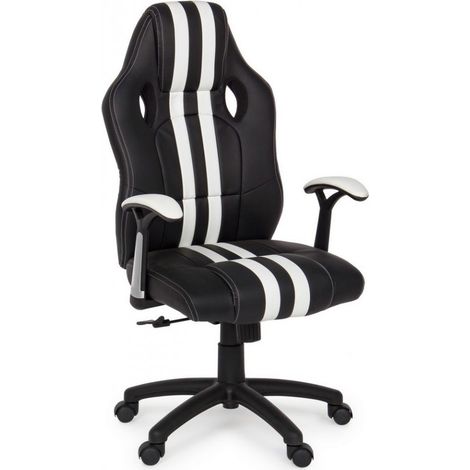 Poltrona ufficio con braccioli Spider bianco in similpelle (1/5)