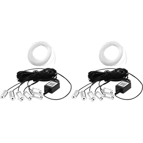 2 bandes LED RGB 6 en 1 pour éclairage d'ambiance intérieur de voiture, éclairage à fibre optique, contrôle par application, musique personnalisable, 8 m de fibre (1/5)