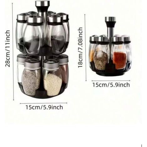 Étagère épices rotative 360° avec 6/12 verres,métal durable,comptoir cuisine,accès facile pots. (1/5)