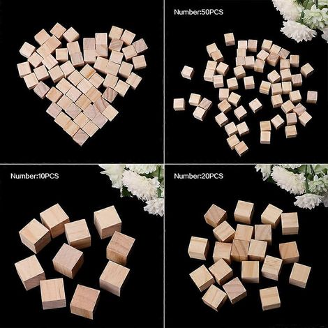 Mini cubes carrés en bois de 10/25/25 mm pour embellissements et loisirs créatifs en menuiserie. (1/4)