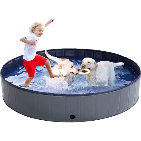 Piscina per cani di grandi dimensioni 120 x 30 cm, pieghevole, antiscivolo, resistente all'usura, in PVC, portatile, per interni ed esterni.