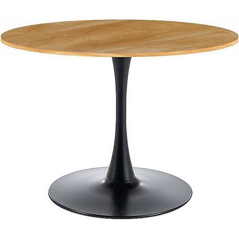 Table ronde noire et bois 90cm Stab (1/4)